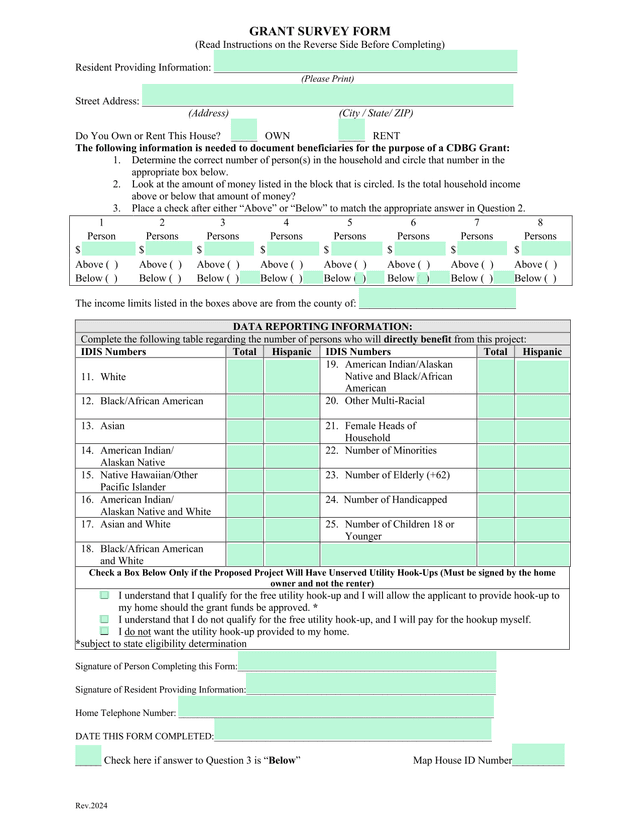 Grant Survey Form screenshot