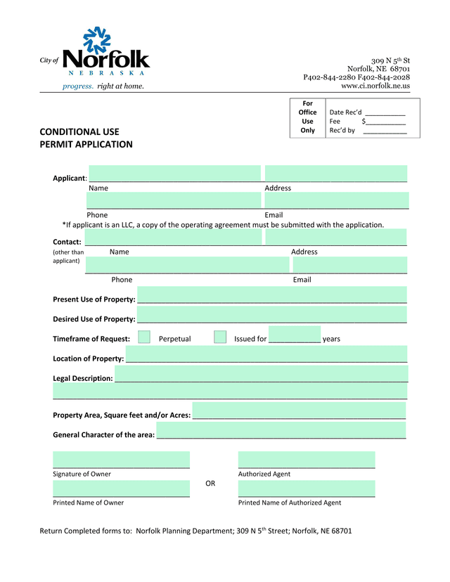 Conditional Use Permit Application screenshot