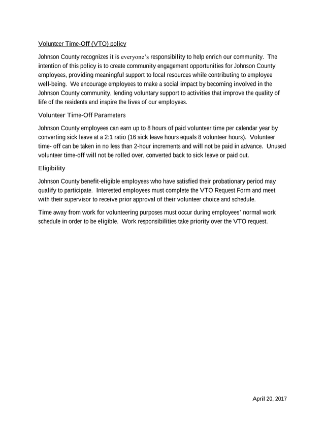 Volunteer Time Off (VTO) Policy screenshot