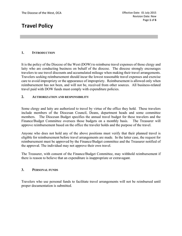 Travel Policy screenshot
