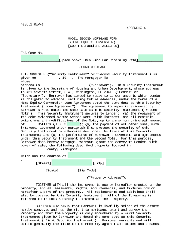 MODEL SECOND MORTGAGE FORM (HOME EQUITY CONVERSION) screenshot