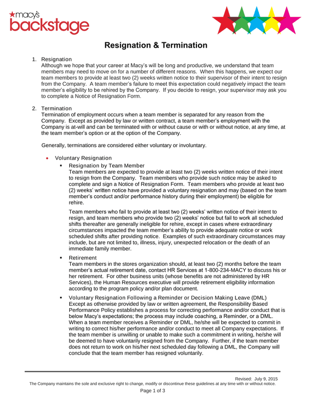 Resignation  Termination screenshot