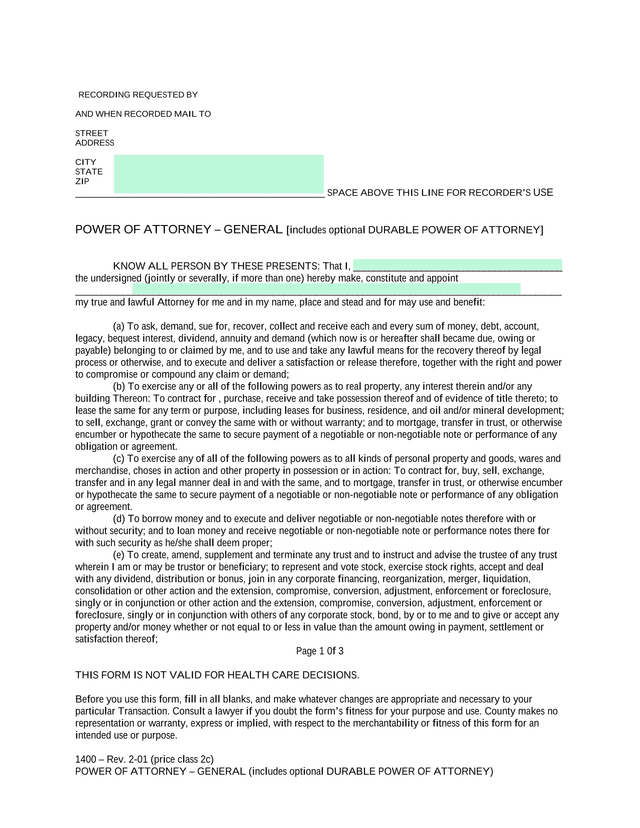 Power Of Attorney  General screenshot