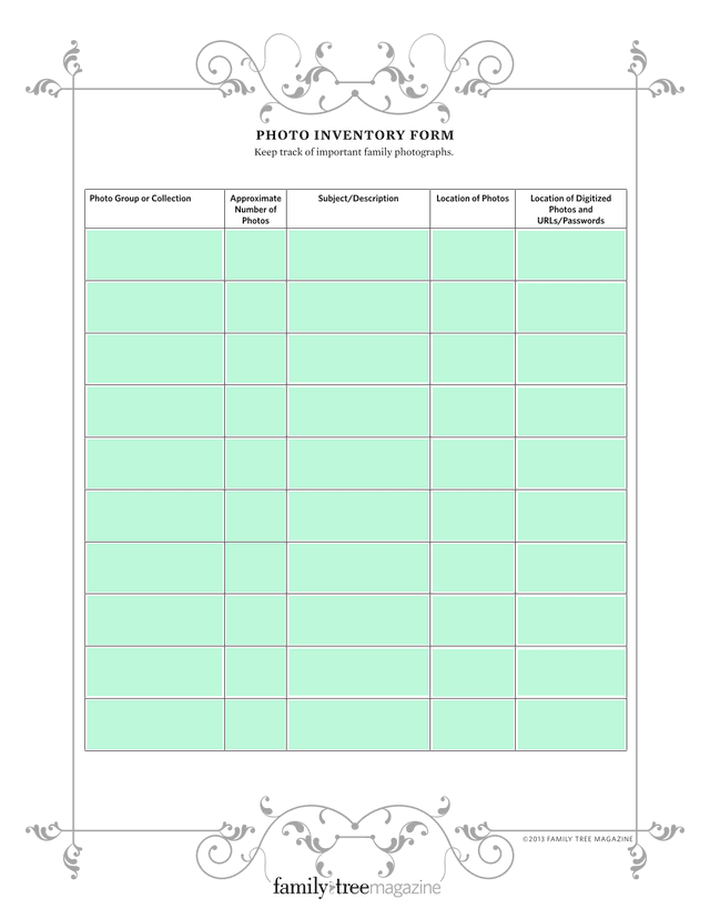 PHOTO INVENTORY FORM screenshot