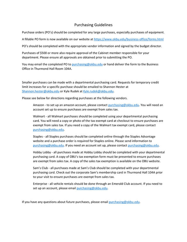 Purchasing Guidelines screenshot