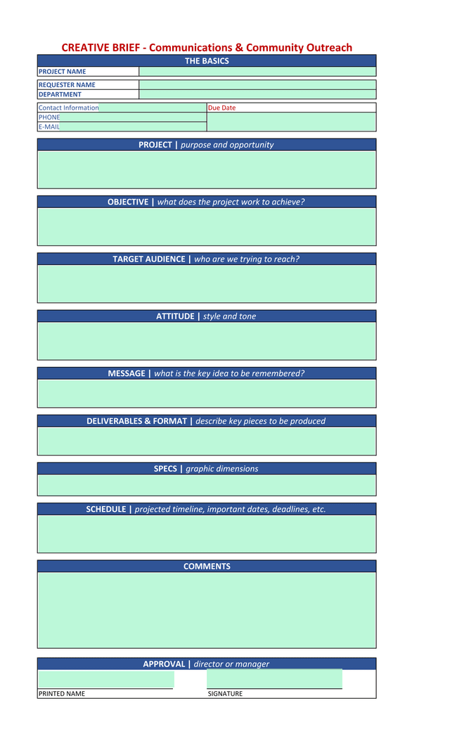 Creative Brief   Communications  Community Outreach screenshot