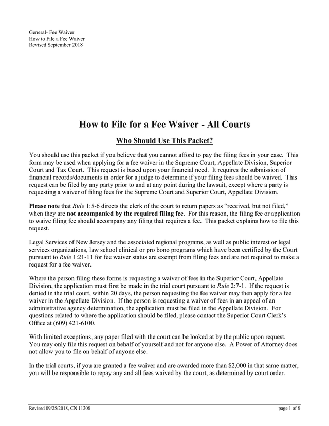 How To File A Fee Waiver screenshot