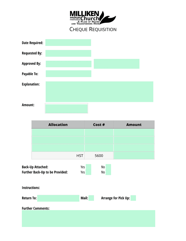 Cheque Requisition screenshot