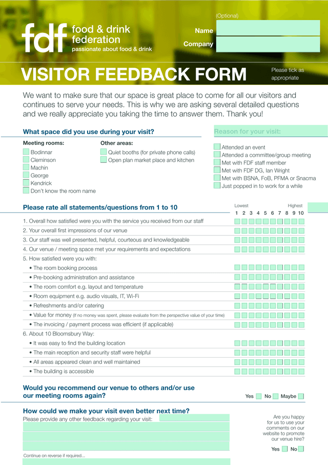 VISITOR FEEDBACK FORM screenshot
