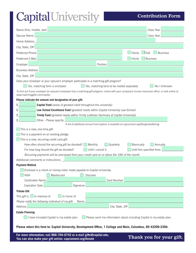 Contribution Form screenshot