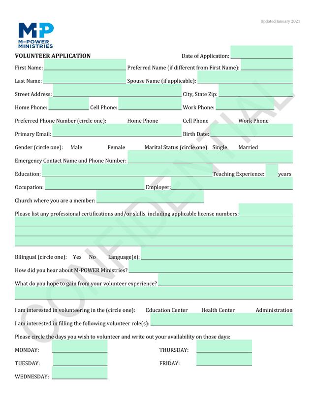 Volunteer Application screenshot