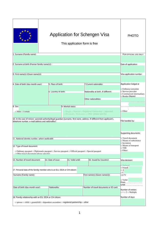Application For Schengen Visa screenshot
