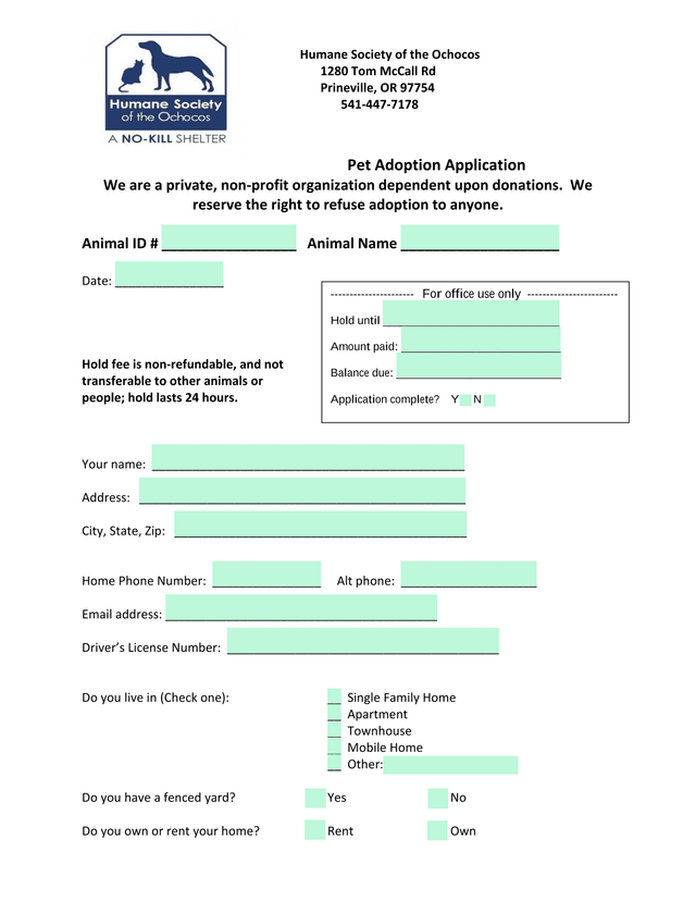 Pet Adoption Application screenshot