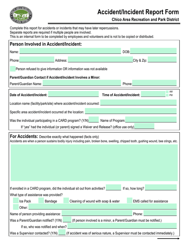 AccidentIncident Report Form screenshot