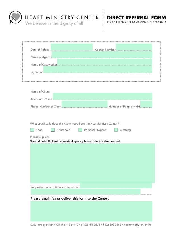 DIRECT REFERRAL FORM screenshot