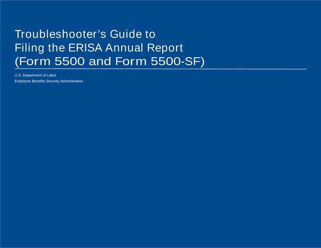 TroubleshooterS Guide To Filing The ERISA Annual Report (Form 5500 And Form 5500 SF) screenshot