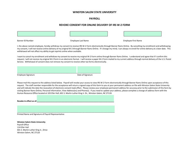 Revoke Consent For Online Delivery Of IRS W 2 Form screenshot