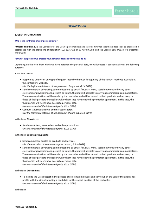 PRIVACY POLICY screenshot