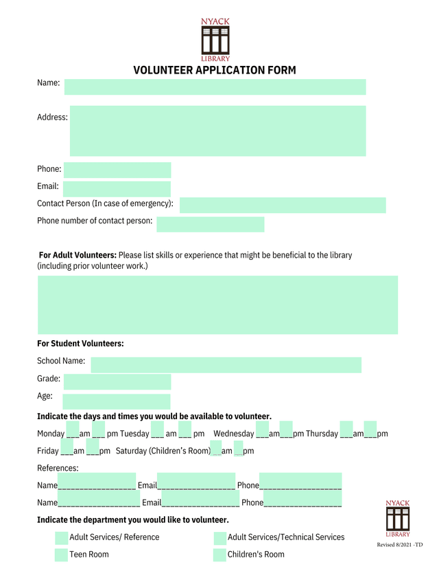 Volunteer Application Form screenshot