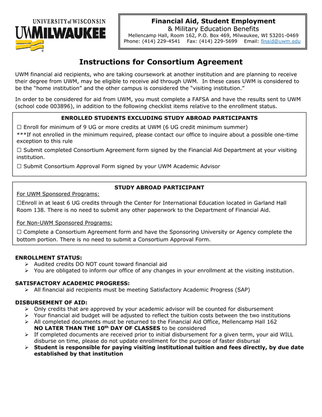 Instructions For Consortium Agreement screenshot