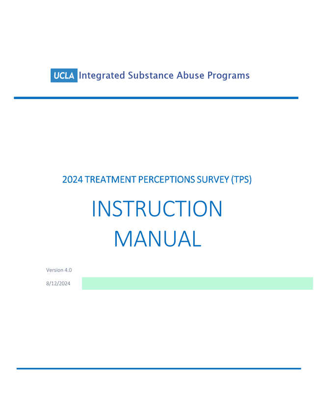 2024 Treatment Perceptions Survey (TPS) Instruction Manual screenshot
