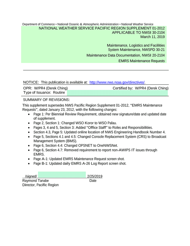 National Weather Service Pacific Region Supplement 01 2012 screenshot