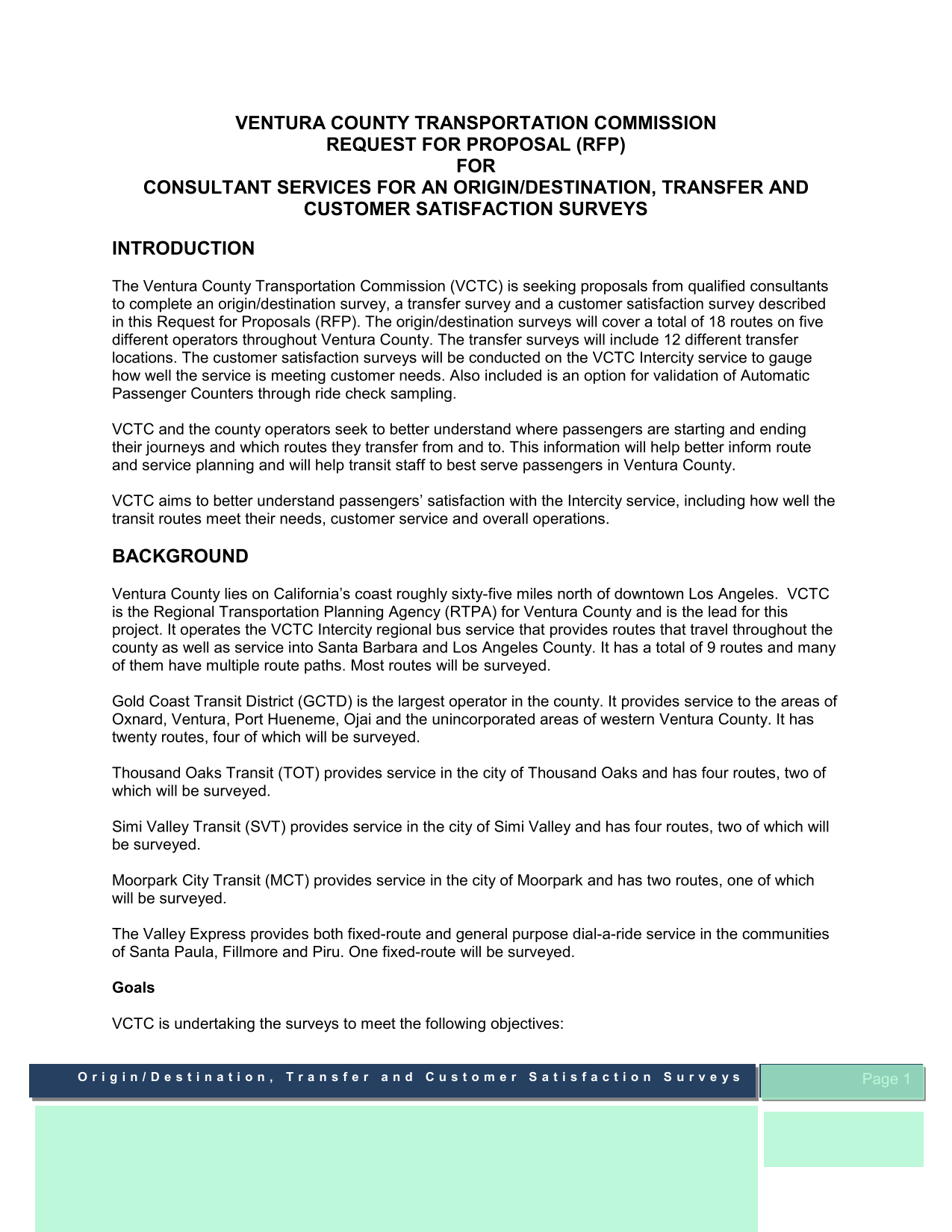 Request For Proposal (RFP) For Consultant Services For OriginDestination, Transfer And Customer Sati screenshot
