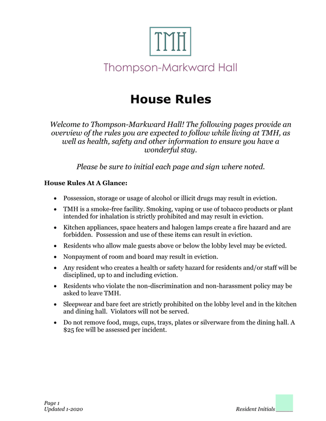 Thompson Markward Hall House Rules screenshot