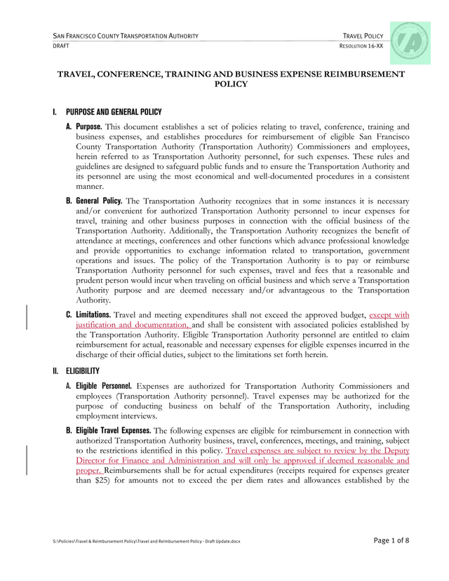 Travel Policy screenshot