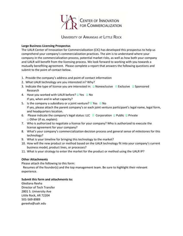 Large Business Licensing Prospectus screenshot