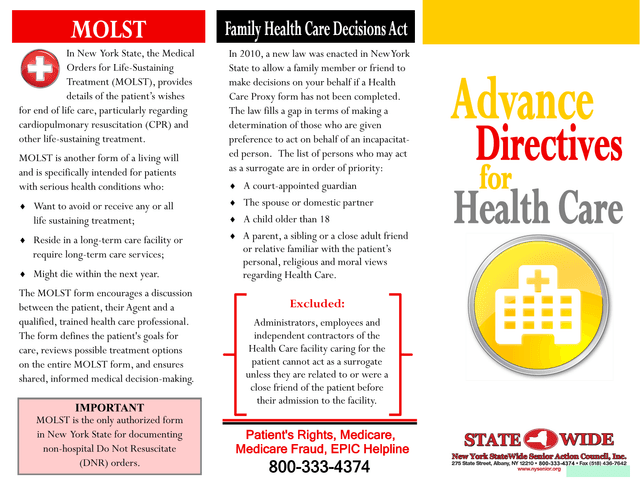 Health Care Proxy And MOLST Form Guidelines screenshot