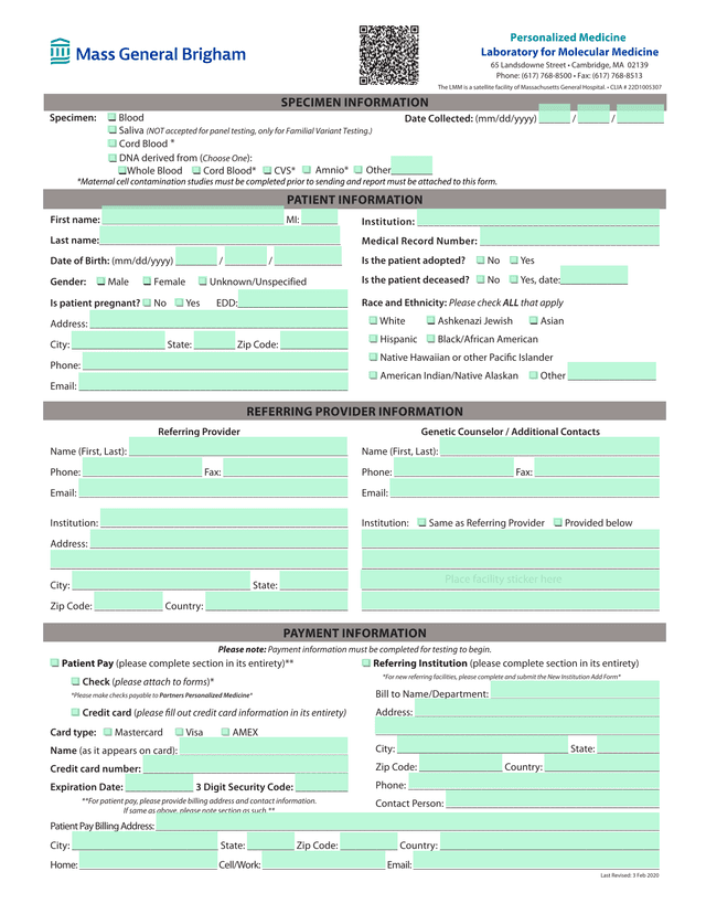 Referring Provider And Patient Information Form screenshot
