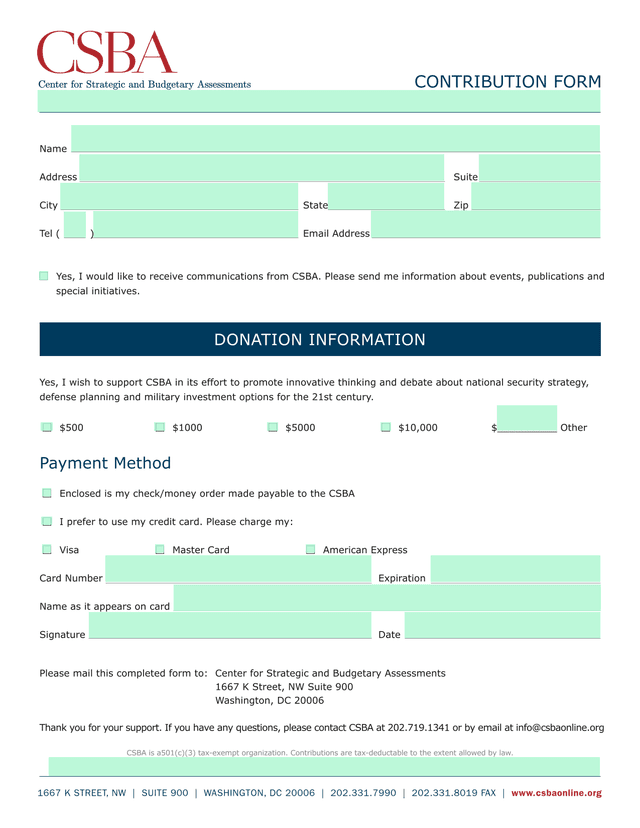 Contribution Form screenshot