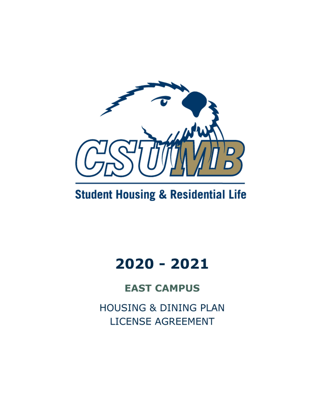 2020   2021 East Campus Housing  Dining Plan License Agreement screenshot