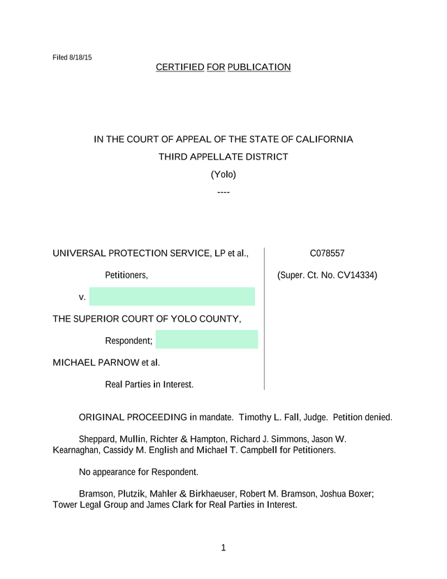 Universal Protection Service, LP Et Al. V. Superior Court Of Yolo County screenshot