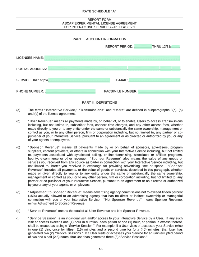 ASCAP Experimental License Agreement For Interactive Services screenshot