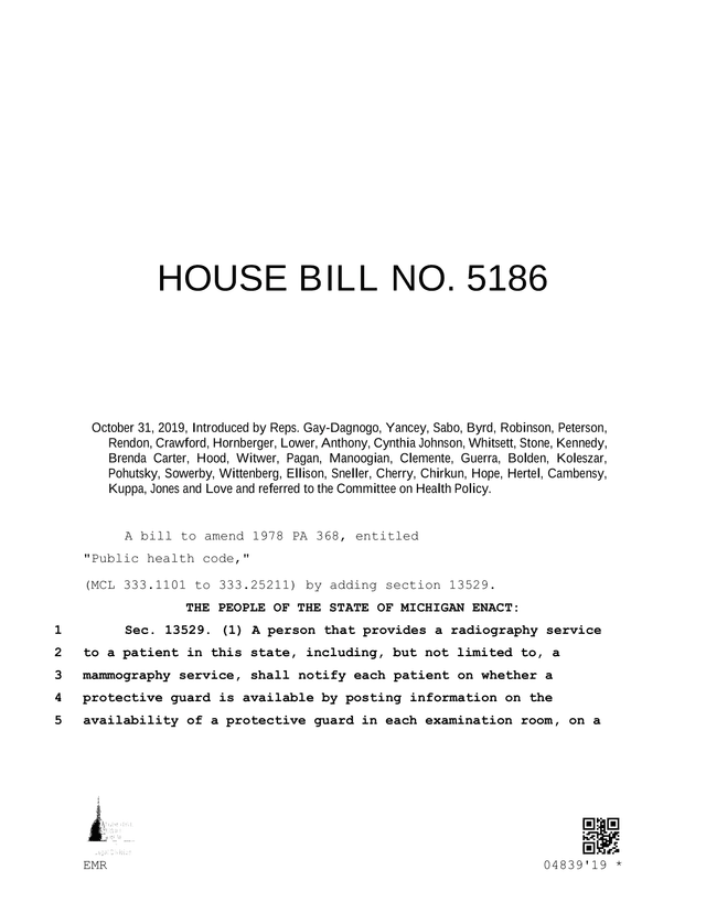 House Bill No. 5186 screenshot