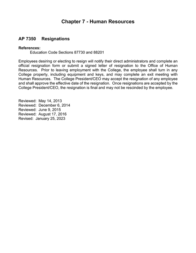 AP 7350 Resignations screenshot
