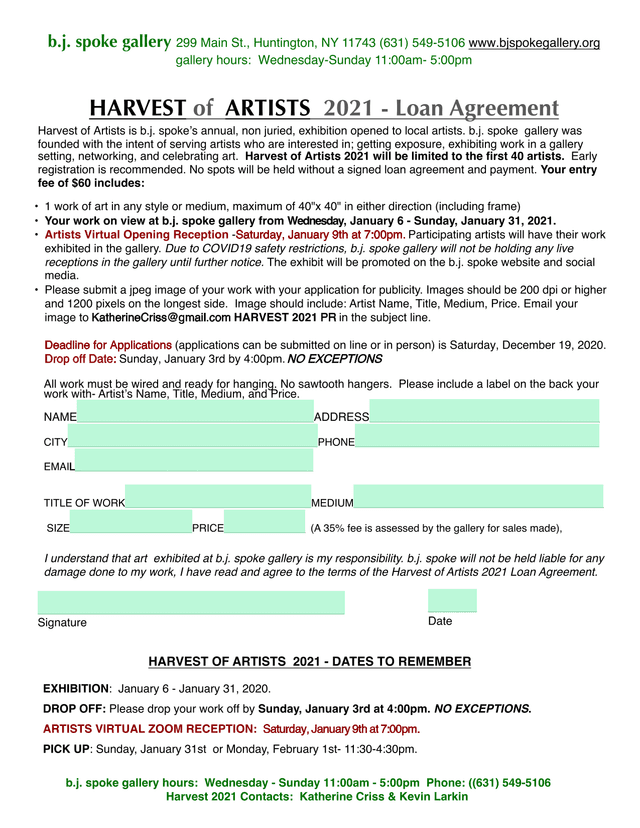 Harvest Of Artists 2021   Loan Agreement screenshot