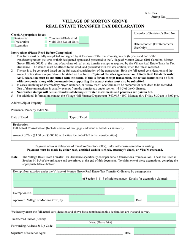 Real Estate Transfer Tax Declaration screenshot