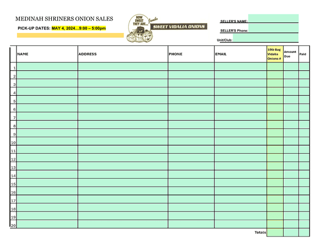 Medinah Shriners Onion Sales screenshot