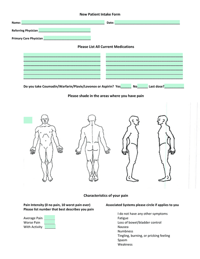 New Patient Intake Form screenshot