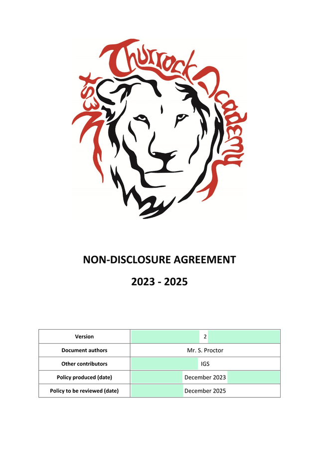 Non Disclosure Agreement screenshot
