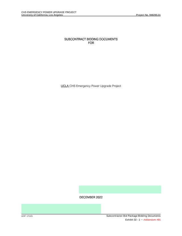CHS Emergency Power Upgrade Project Subcontractor Bid Package screenshot