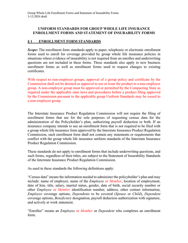 Group Whole Life Enrollment Forms And Statement Of Insurability Forms screenshot