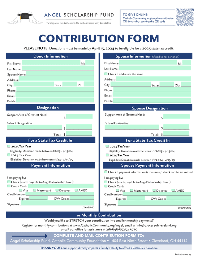 Contribution Form screenshot