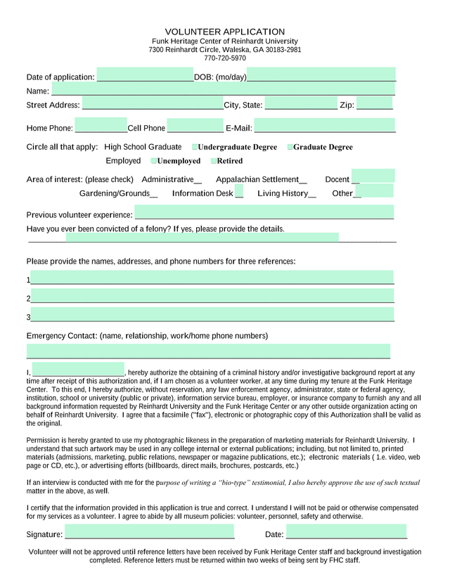Volunteer Application screenshot