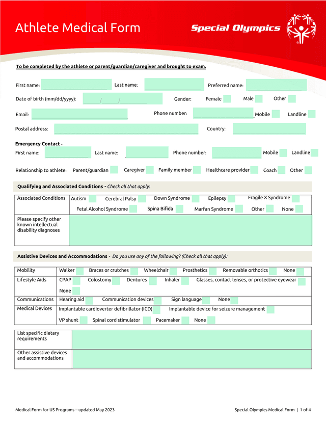 Medical Form For US Programs screenshot
