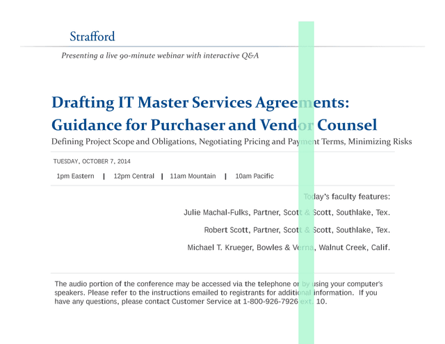 Drafting IT Master Services Agreements Guidance For Purchaser And Vendor Counsel screenshot