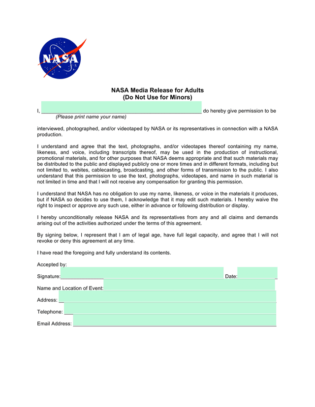NASA Media Release For Adults screenshot
